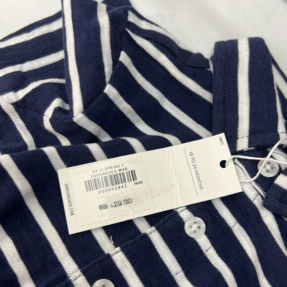 Janie and Jack 100049365 Navy and white The Striped Slub Polo size 18-24 m NWT - Picture 3 of 7